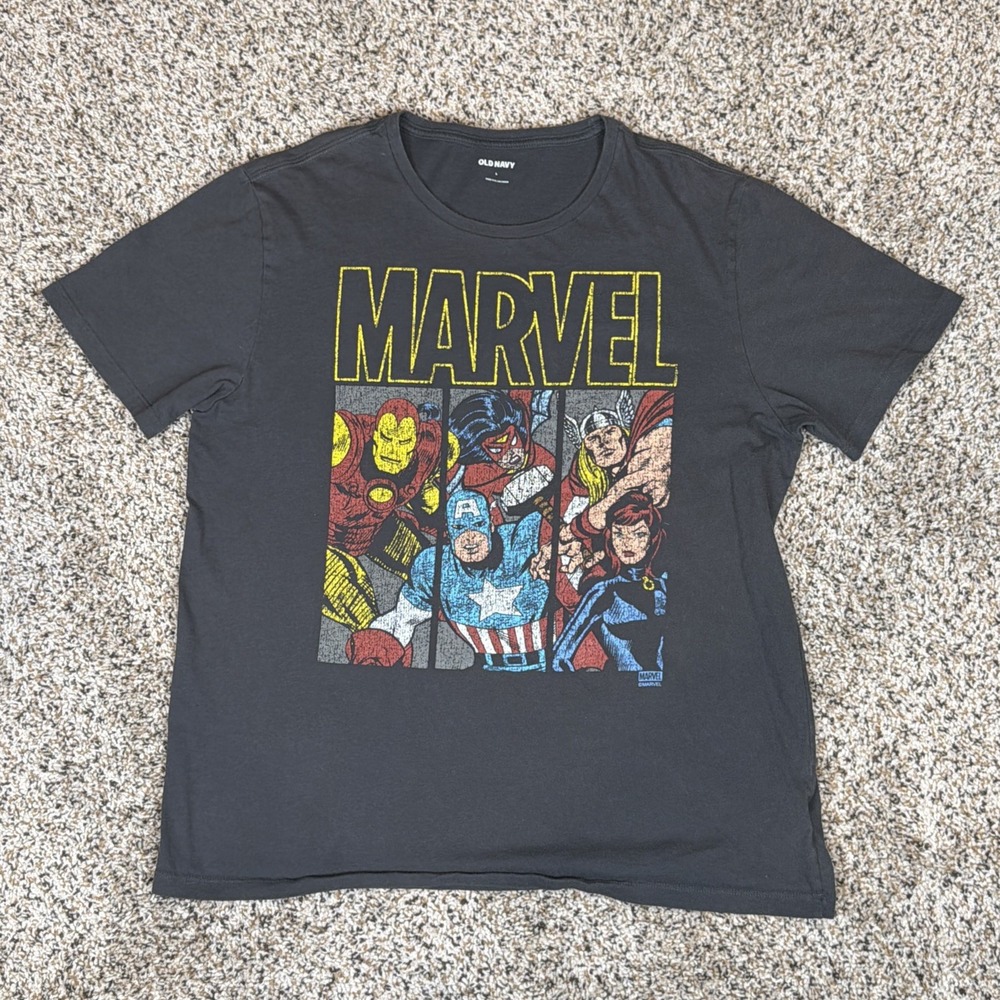 Old Navy Marvel Universe Men's Gray Graphic Crew Neck Short Sleeve T-Shirt L